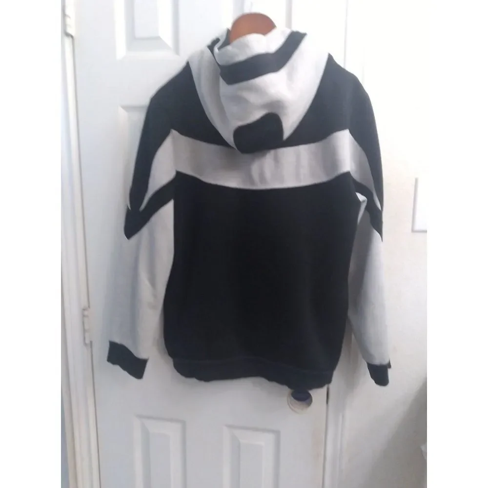 Retro Style Two-Tone Graphic Hoodie Black &‎ Grey Athletic Sweatshirt Pullover